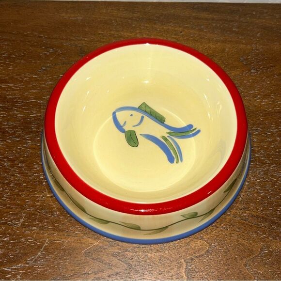 Pfaltzgraff Fish Hand Painted Ceramic Cat Bowl - Picture 2 of 4